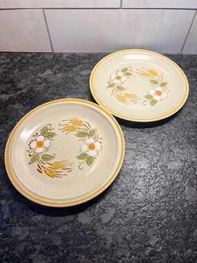 RETIRED HEARTHSIDE Set of 2 salad plates. Garden Festival Prairie Flowers NWOT
